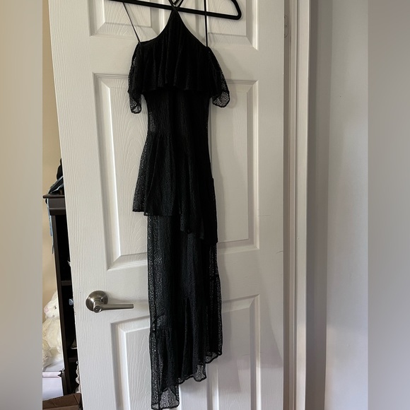 GUESS Long Black Lace Ruffled Dress - Picture 4 of 4